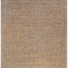 Antique Turkish Floral Allover Classic Taupe Hand-Knotted Wool Rug – Circa 1920 BB6808