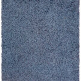 Mid-Century Swedish Abstract Slate Blue Hand-Knotted Wool Rug Rya Pile Rug BB6627