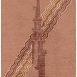 Chinese Art Deco Vintage Abstract Warm Tan Hand-Knotted Wool Rug BB8936
