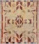 Vintage French <mark class='searchwp-highlight'>Art Deco</mark> Red, Brown and Beige Handwoven Wool Rug BB6768
