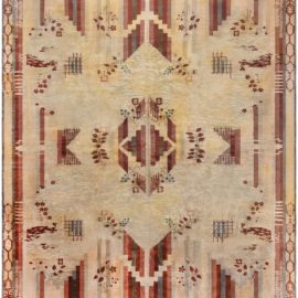 French Art Deco Vintage Soft Beige Hand-Knotted Wool Rug BB6768