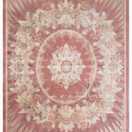 French Art Deco Vintage Floral Cream Hand-Knotted Wool Rug BB6758