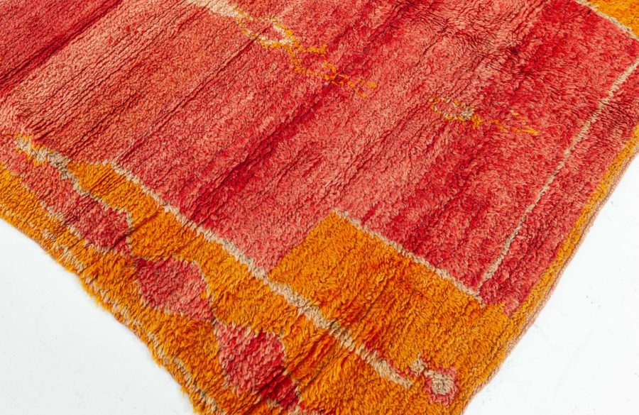 Vintage Tribal Moroccan Wool Rug in Shades of Red, Orange, and Cream BB6880