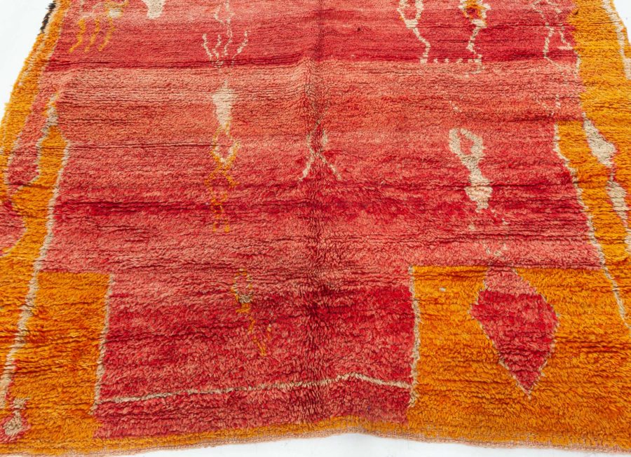 Vintage Tribal Moroccan Wool Rug in Shades of Red, Orange, and Cream BB6880