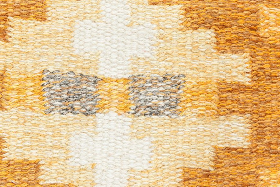 Mid-20th Century Yellow Brown Swedish Flat-Weave Rug by Birgitta Solderkvist BB6884