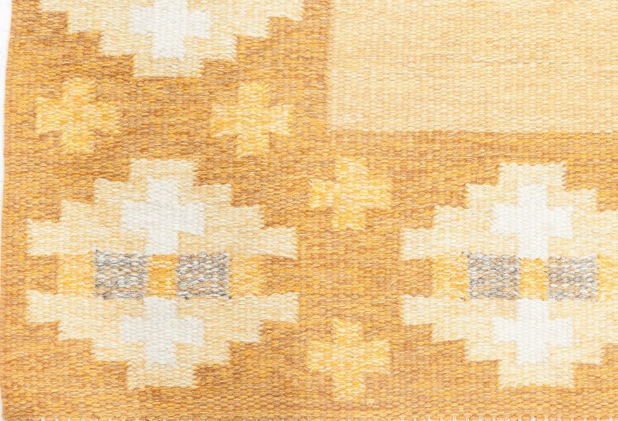 Mid-20th Century Yellow Brown Swedish Flat-Weave Rug by Birgitta Solderkvist BB6884