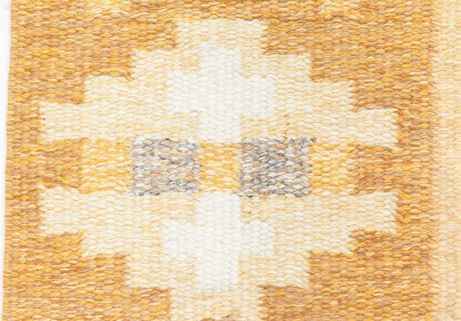 Mid-20th Century Yellow Brown Swedish Flat-Weave Rug by Birgitta Solderkvist BB6884
