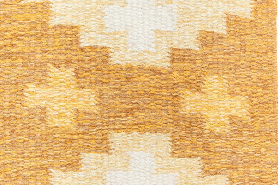 Mid-20th Century Yellow Brown Swedish Flat-Weave Rug by Birgitta Solderkvist BB6884