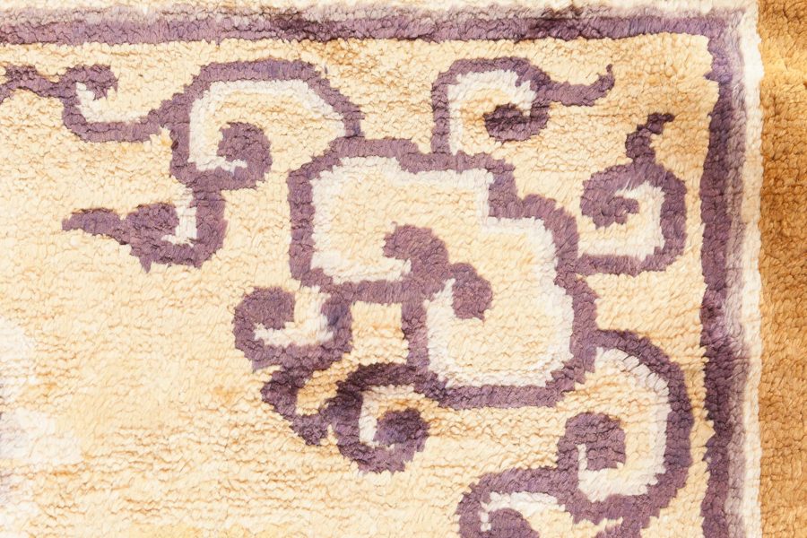 Antique Chinese Geometric Sandy Beige, Camel, Anthracite Handmade Silk Rug BB6891