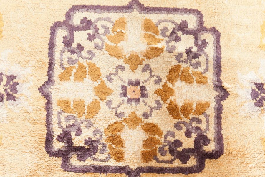 Antique Chinese Geometric Sandy Beige, Camel, Anthracite Handmade Silk Rug BB6891
