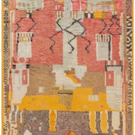 Vintage Moroccan Abstract Warm Tan Hand-Knotted Wool Rug BB8959