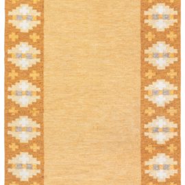 Vintage Swedish Geometric Cream Flatweave Wool Rug By Birgitta SöDerkvist BB6884