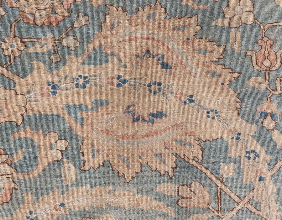 Antique Persian Tabriz Beige and Rosewood Handwoven Wool Rug BB6896