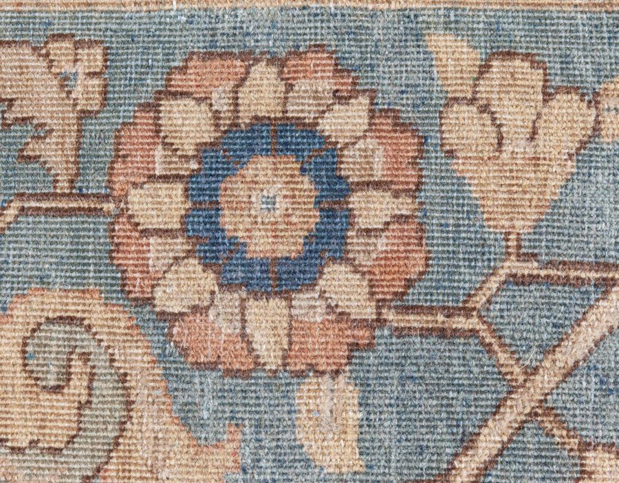 Antique Persian Tabriz Beige and Rosewood Handwoven Wool Rug BB6896