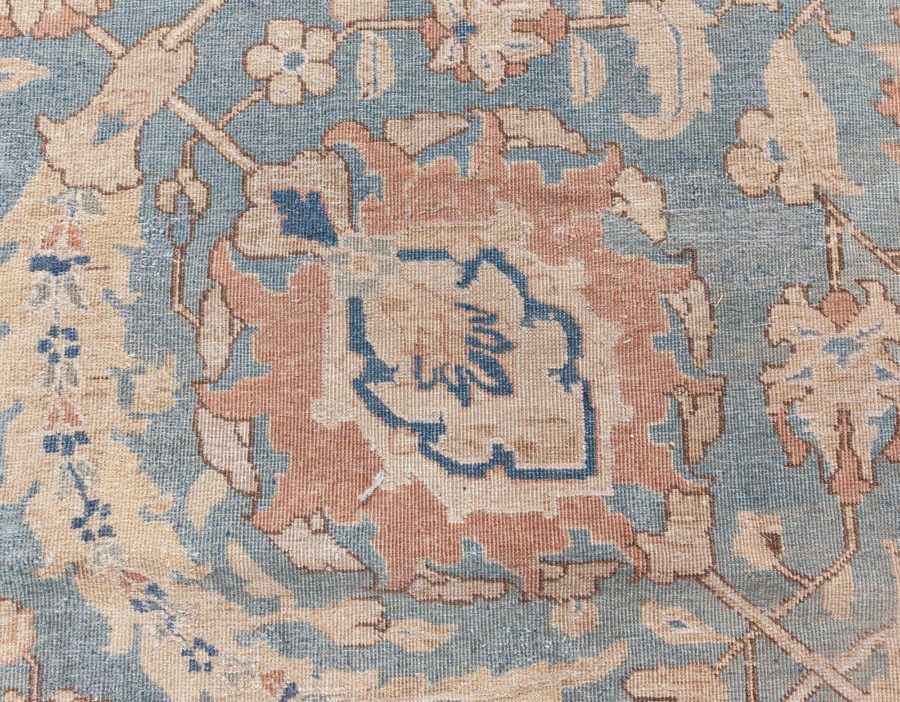 Antique Persian Tabriz Beige and Rosewood Handwoven Wool Rug BB6896
