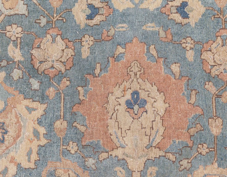 Antique Persian Tabriz Beige and Rosewood Handwoven Wool Rug BB6896