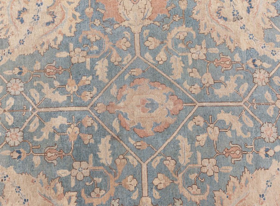 Antique Persian Tabriz Beige and Rosewood Handwoven Wool Rug BB6896