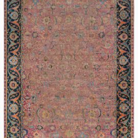 Antique Persian Floral Allover Dusty Rose Hand-Knotted Wool Rug – Circa 17Th Century Esfahan BB8467