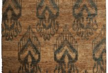 Doris Leslie Blau Collection Abstract Handmade Beige, Brown <mark class='searchwp-highlight'>Ikat</mark> 15 Rug N10147