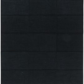 Modern Flatweave Geometric Charcoal Hand-Knotted Rug “Carreau” N11680