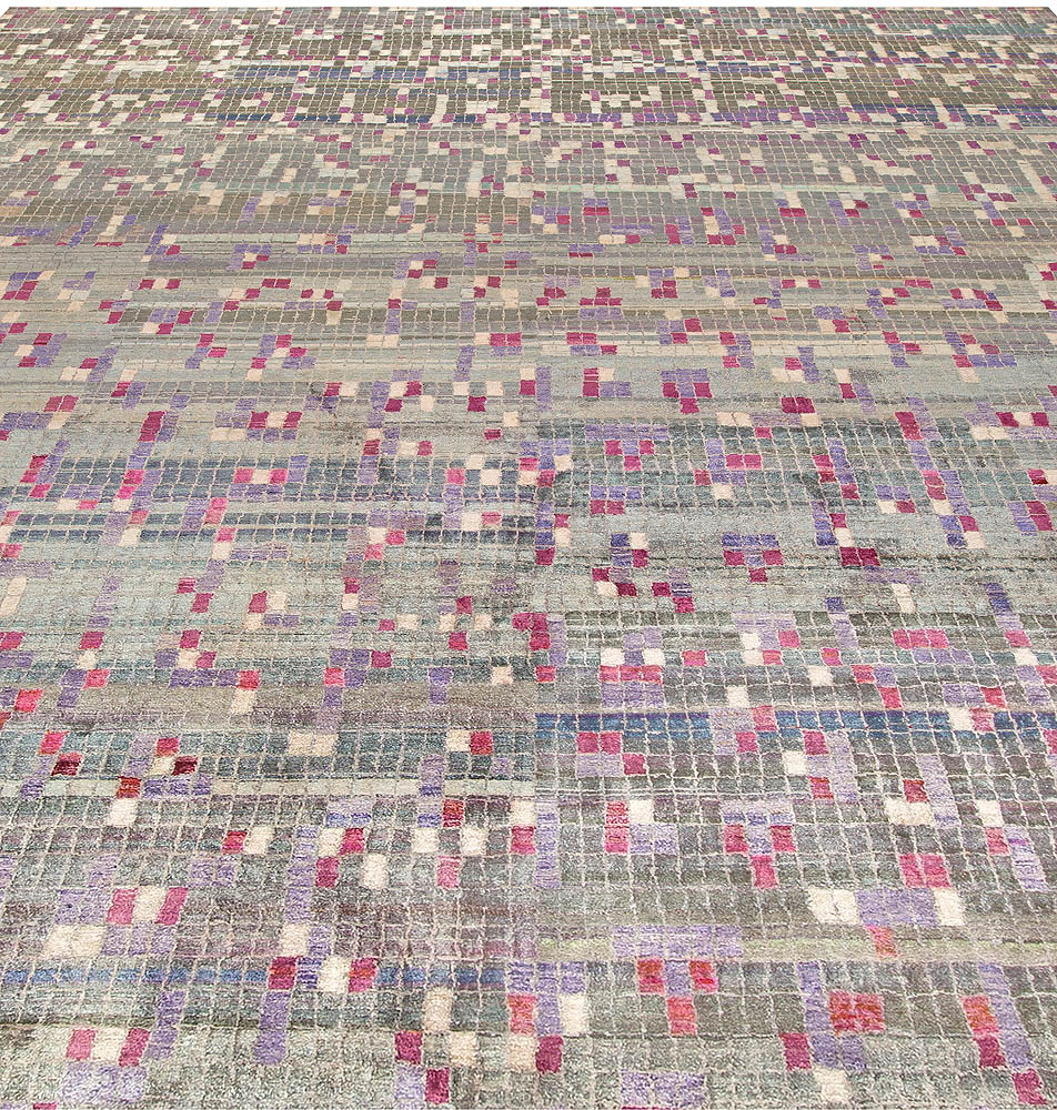 Doris Leslie Blau Collection Modern Geometric Pool Tile Handmade Wool Rug N10748