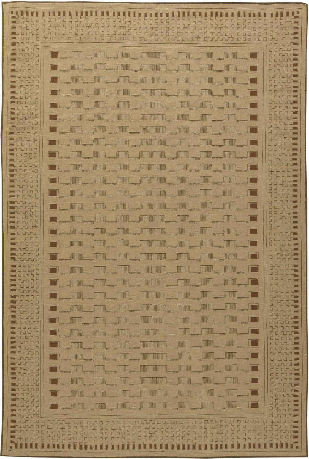 Aubusson Arthur Dunnam Beige and Brown Hand Knotted Wool Rug N11314