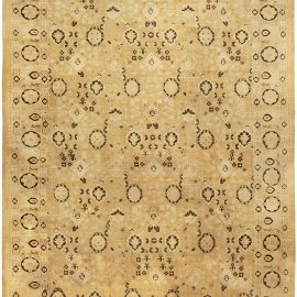 Beige Oversized Antique Indian Agra Bold Handmade Wool Rug BB5089