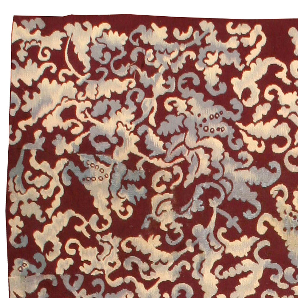 Antique French Aubusson Botanic Handmade Wool Rug BB0156