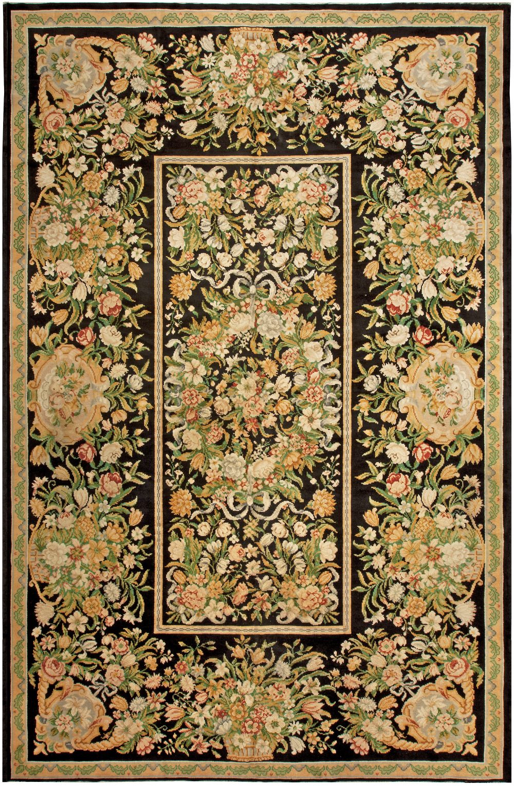 One-of-a-kind French Savonnerie Botanic Handwoven Wool Rug BB4926