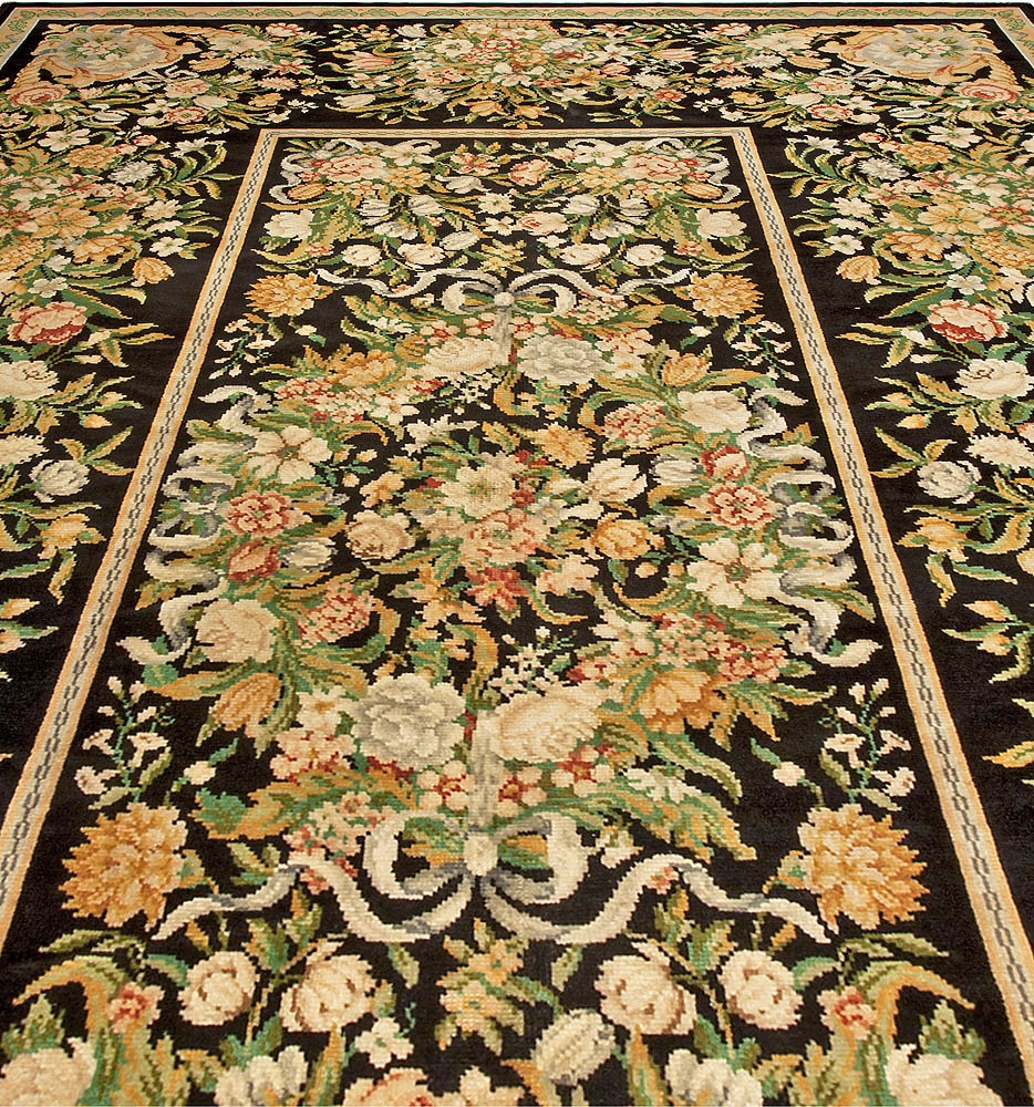 One-of-a-kind French Savonnerie Botanic Handwoven Wool Rug BB4926