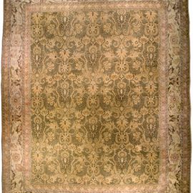 Vintage Indian Amritsar Moss Green Background Wool Rug BB4597