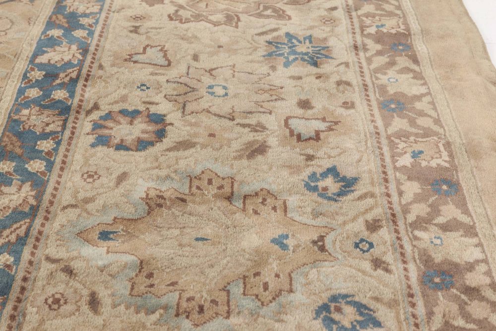 Oversized Antique Indian Botanic Handmade Wool Rug BB5160