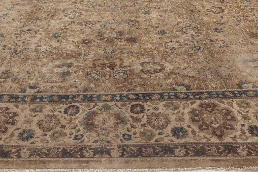 Oversized Antique Indian Botanic Handmade Wool Rug BB5160