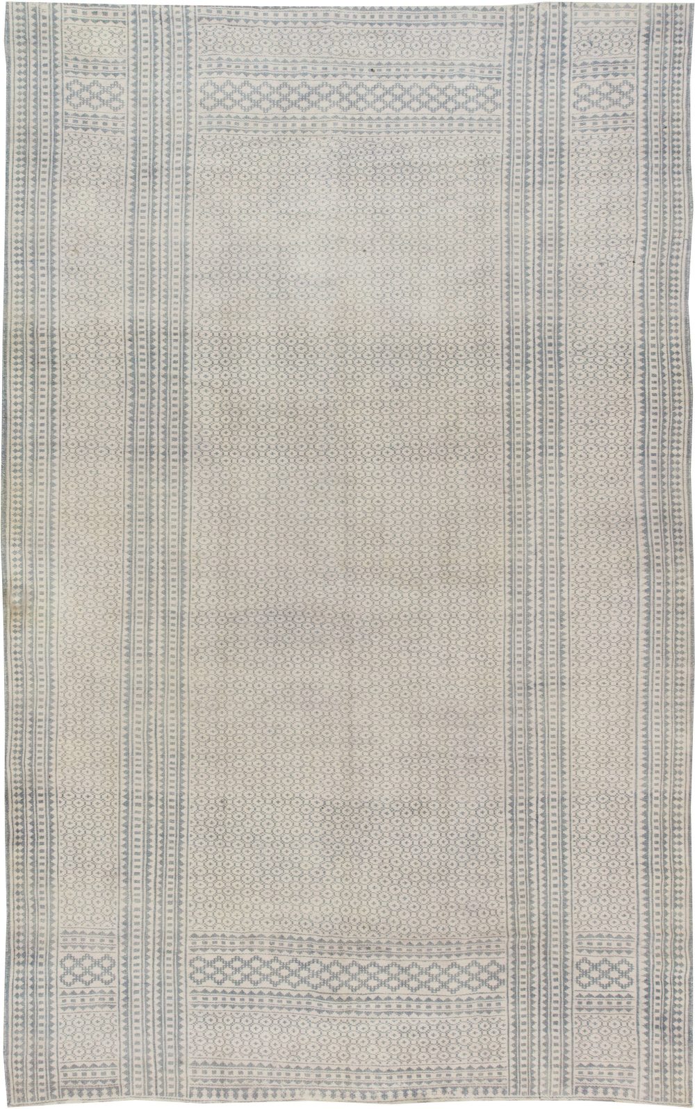 Vintage Indian Dreamy Baby Blue, Ivory Handmade Cotton Rug BB6386