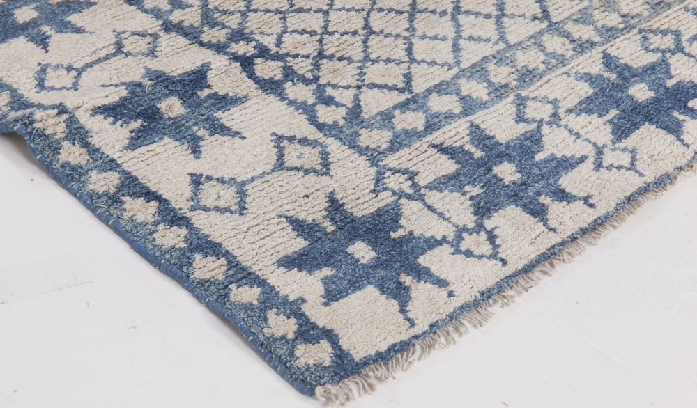 Antique Indian Cotton Agra Blue and White Rug BB6527