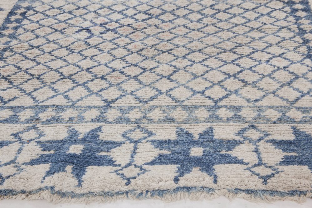 Antique Indian Cotton Agra Blue and White Rug BB6527