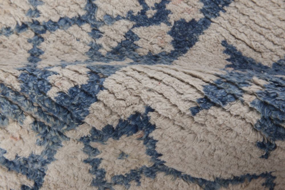 Antique Indian Cotton Agra Blue and White Rug BB6527