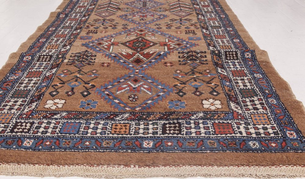 Antique Narrow and Long Diamond Medallions Motifs Persian Hamadan Wool Runner BB3258