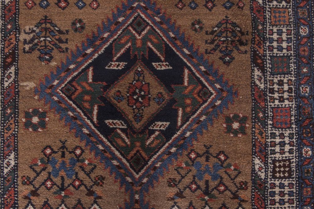 Antique Narrow and Long Diamond Medallions Motifs Persian Hamadan Wool Runner BB3258