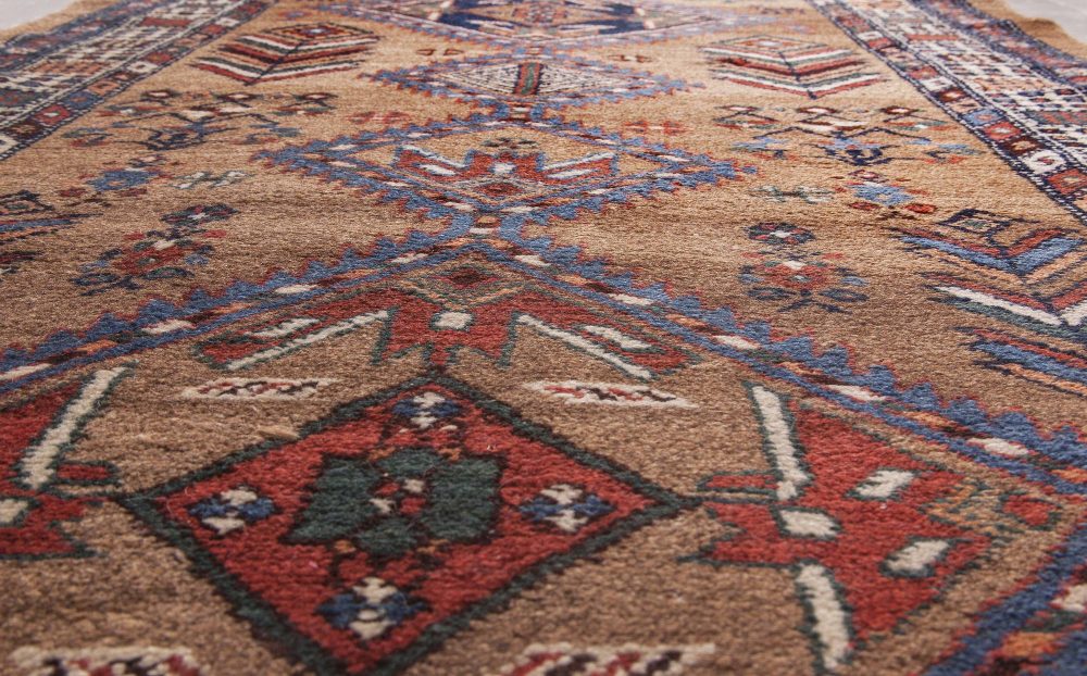 Antique Narrow and Long Diamond Medallions Motifs Persian Hamadan Wool Runner BB3258