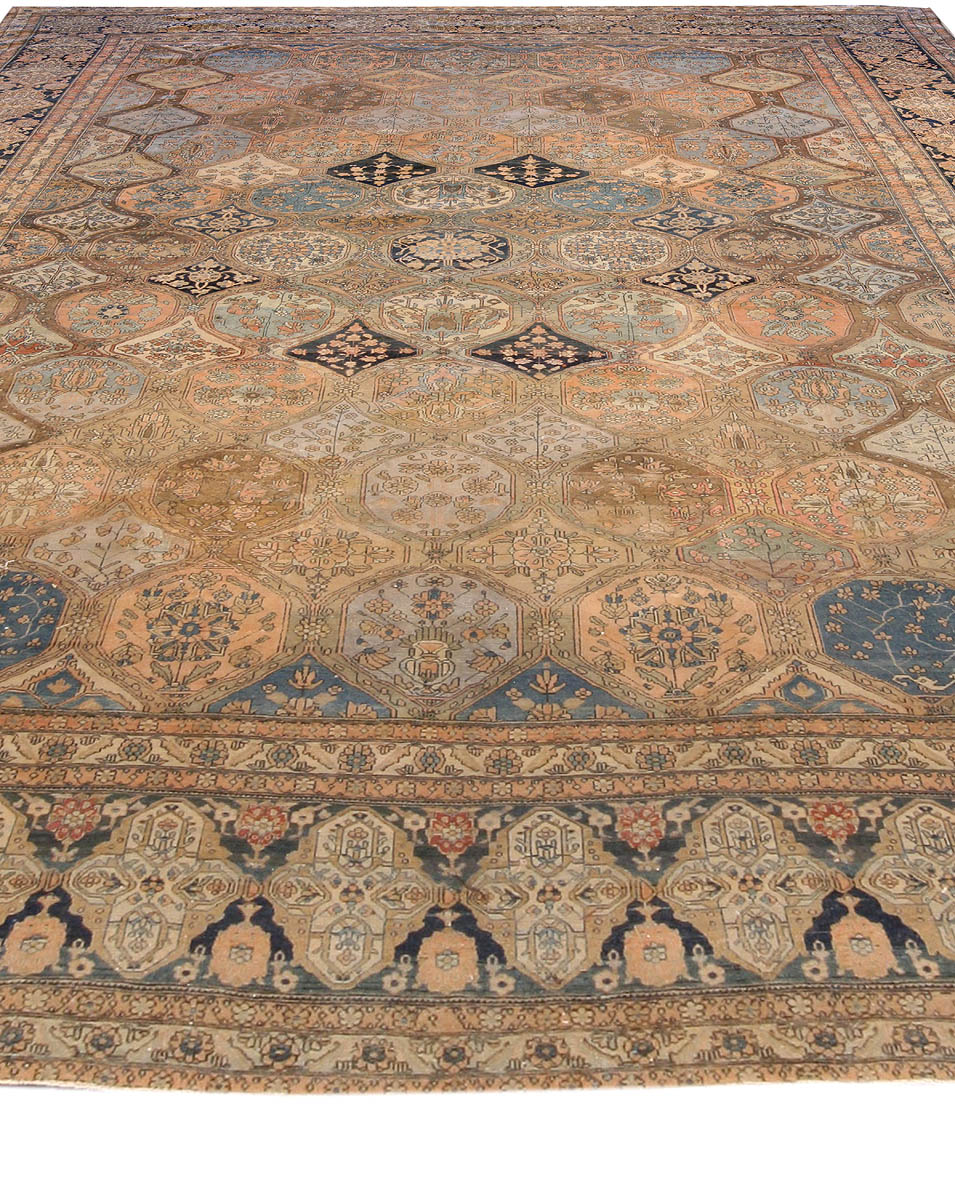 Authentic 19th Century Persian Kashan Handmade Wool Rug BB3801