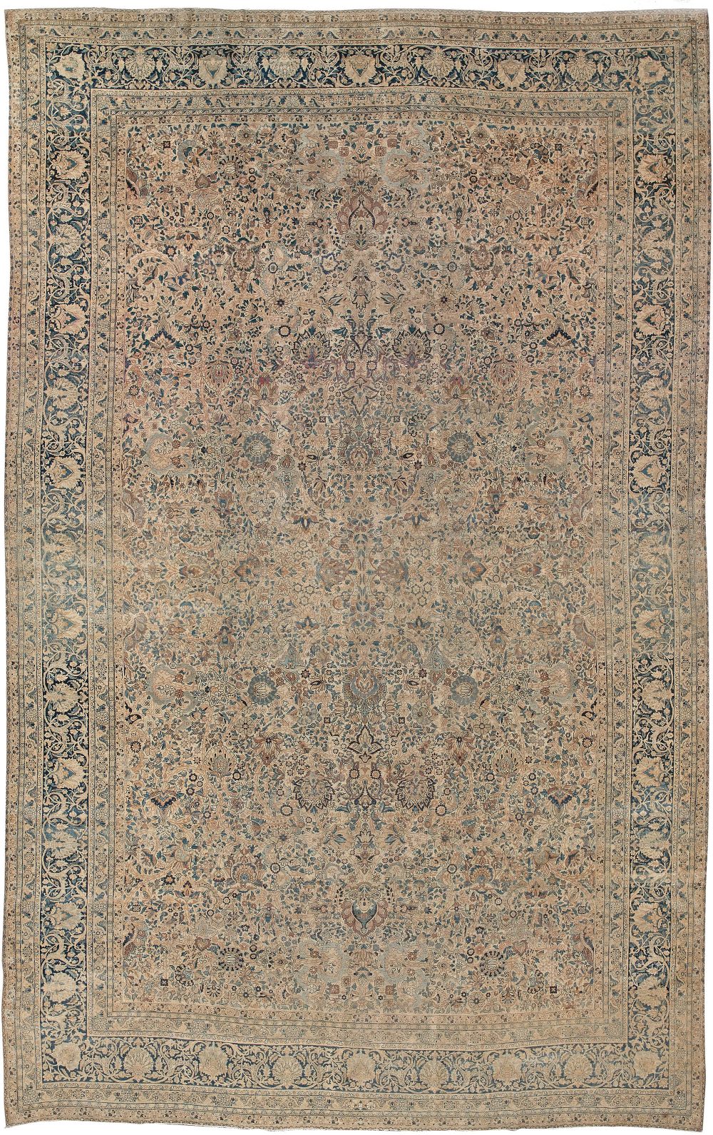 Antique Persian Kirman Botanic Handmade Wool Rug BB2942