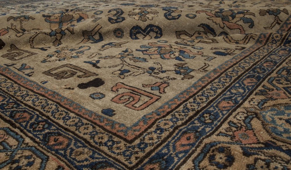 Vintage Sultanabad Beige, Brown, Blue Handmade Wool Rug BB3566