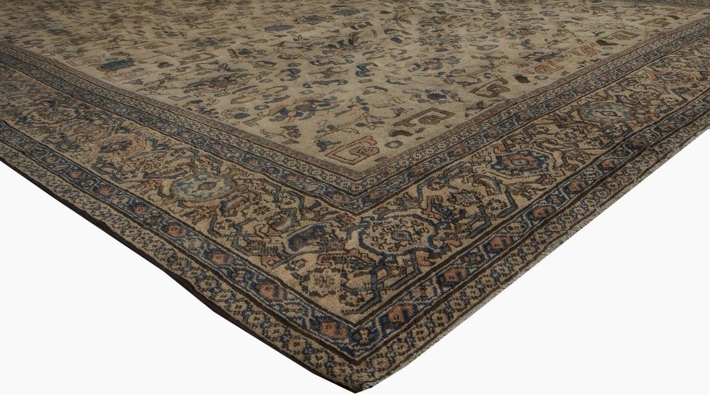 Vintage Sultanabad Beige, Brown, Blue Handmade Wool Rug BB3566