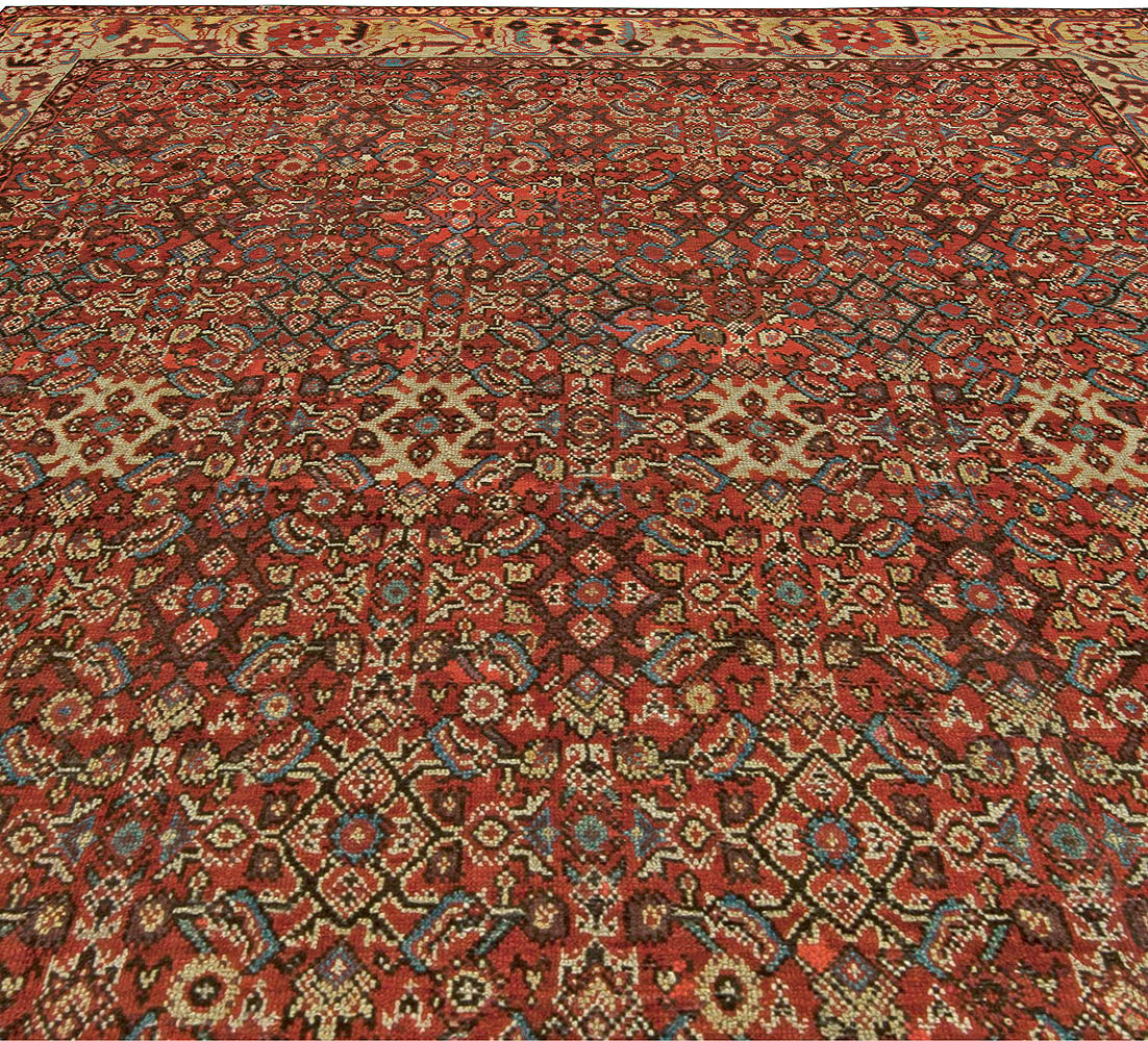 Early 20th Century Red, Indigo & Ivory Persian Sultanabad Handmade Wool Rug BB6029