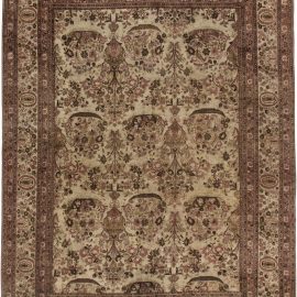 Antique Tabriz Persian Allover Warm Tan Hand-Knotted Wool Rug – Circa 1930 BB6327