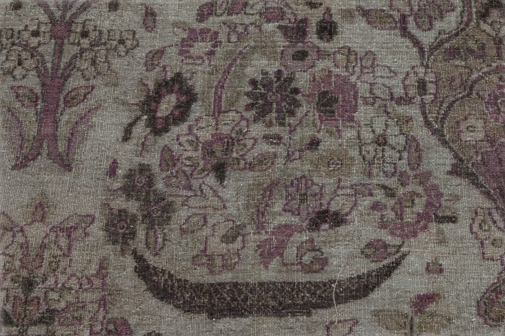 Mid-20th Century Persian Tabriz Beige, Purple Handwoven Wool Rug BB6327