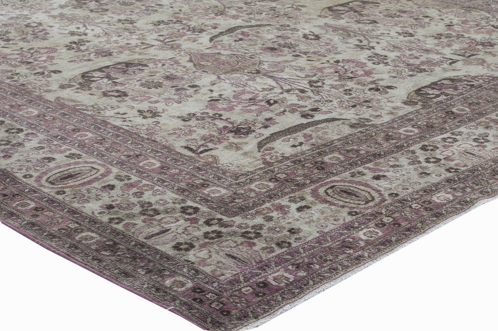 Mid-20th Century Persian Tabriz Beige, Purple Handwoven Wool Rug BB6327