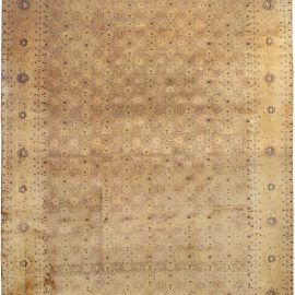 Antique Persian Tabriz Botanic Beige Handmade Wool Rug BB0876
