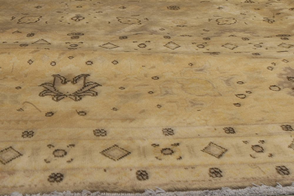 Antique Persian Tabriz Botanic Beige Handmade Wool Rug BB0876
